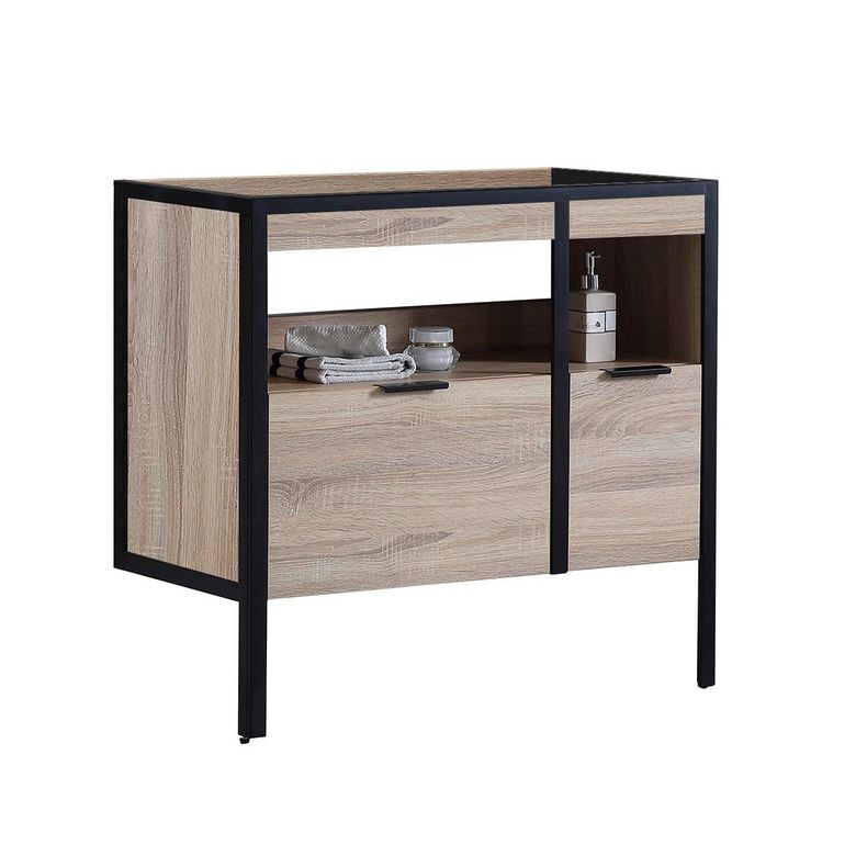 Sous vasque METAL2 structure métallique noire mélaminé bois 2 tiroirs l.90 cm Main Image