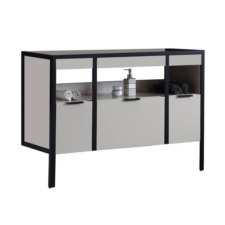 Meuble sous-vasque 120 cm 3 tiroirs avec poignées METAL2
