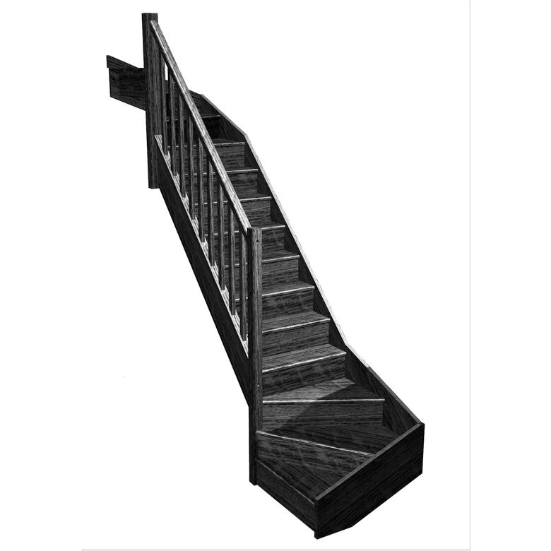 Escalier Faubourg double quart tournant haut & bas rampe Moulure