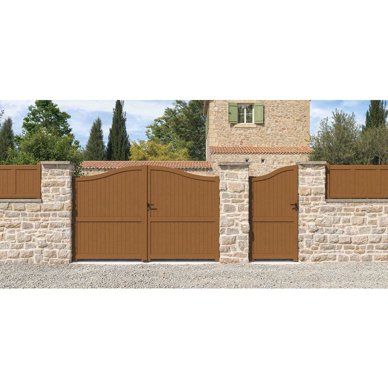 Portail battant bois ROQUEBRUNE avec accessoires réglables -Lapeyre