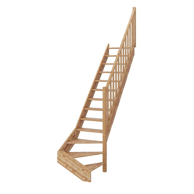 Escalier Kino bois quart tournant bas avec rampe