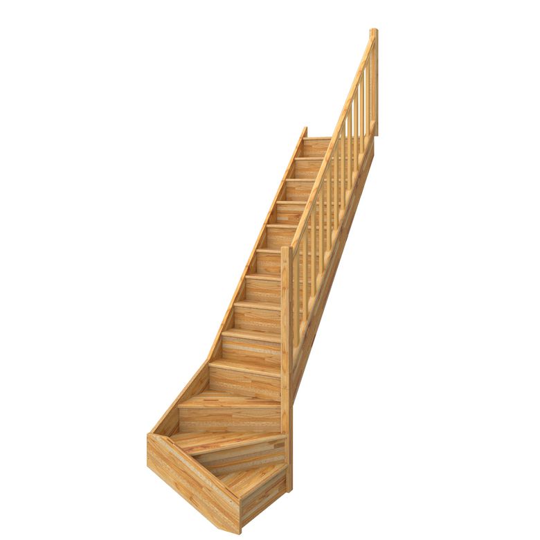 Escalier Uno quart tournant bas avec rampe - Lapeyre