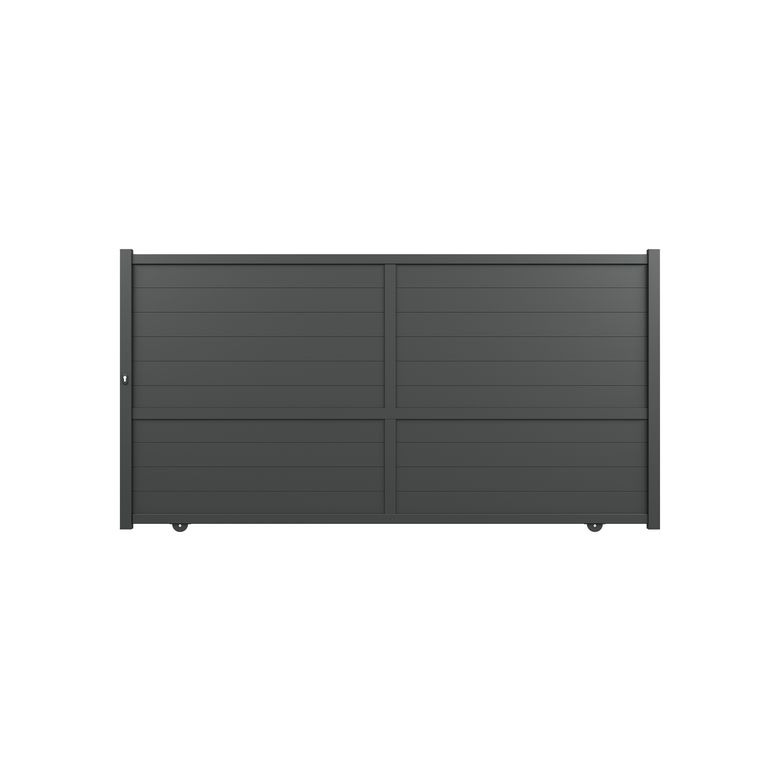 Portail coulissant VASSILI alu H.169xl.325 gris ant. 7016 droit+moteur Somfy LDD Main Image