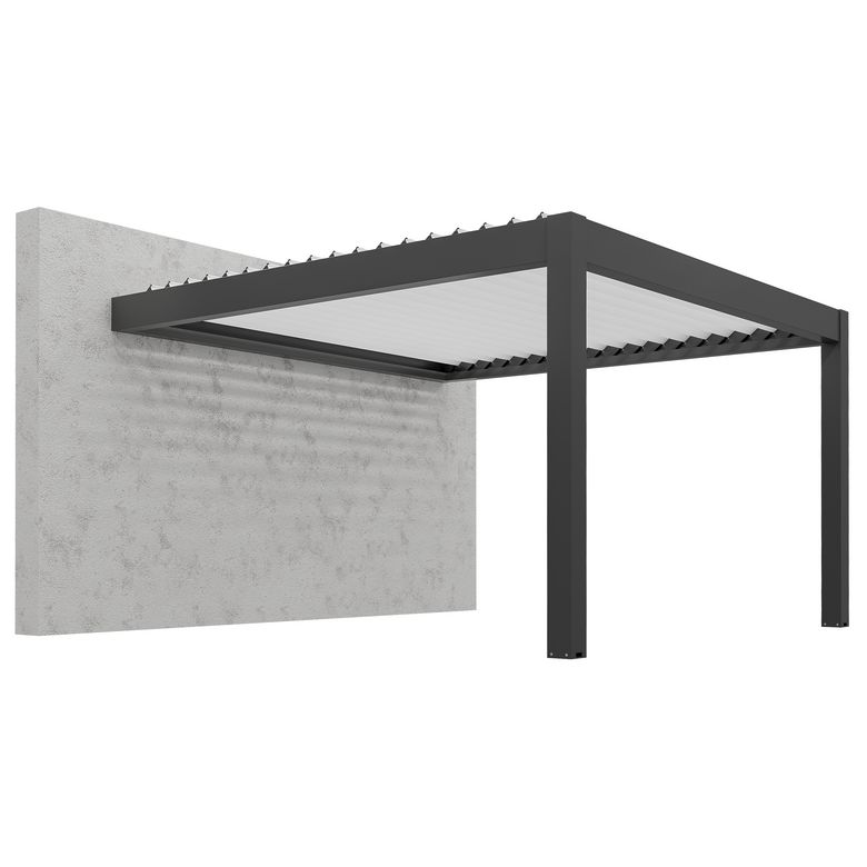 Pergola murale ELAURA aluminium gris anthracite RAL 7016 l.400 xp.400 xH.250 LDD Main Image
