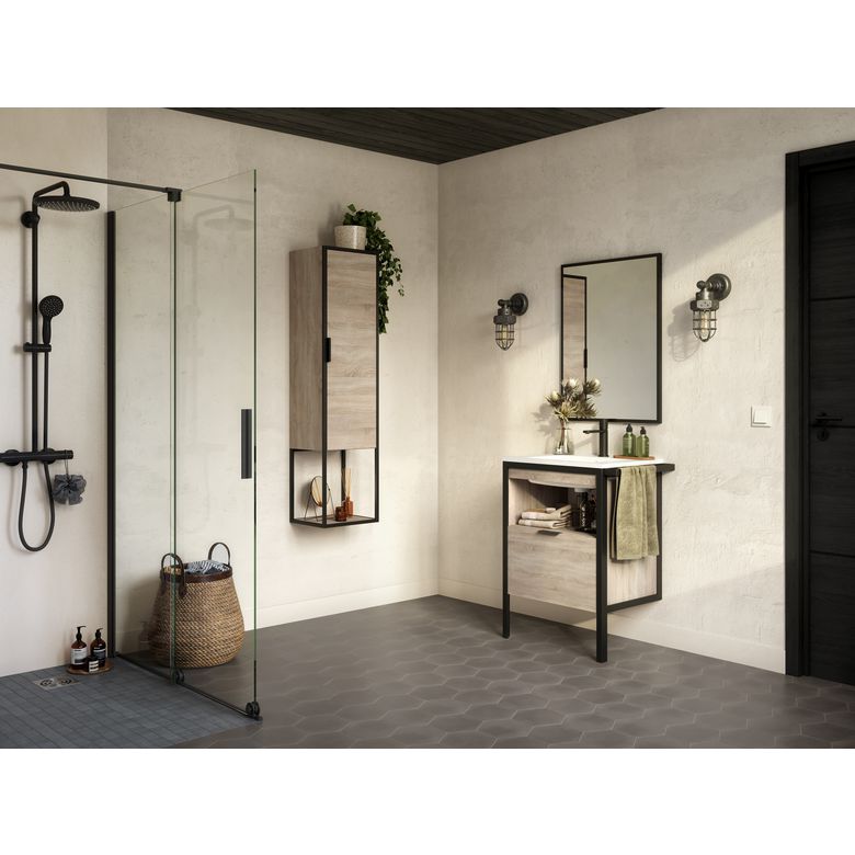 Plan vasque simple 60 cm céramique METAL 2 -Lapeyre