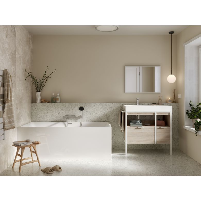 Plan vasque simple 90 cm résine METAL 2 | Lapeyre