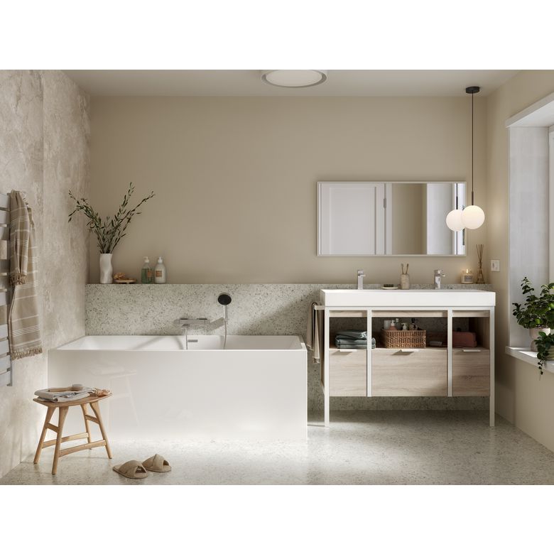 Plan grande vasque 120 cm résine METAL 2 | Lapeyre