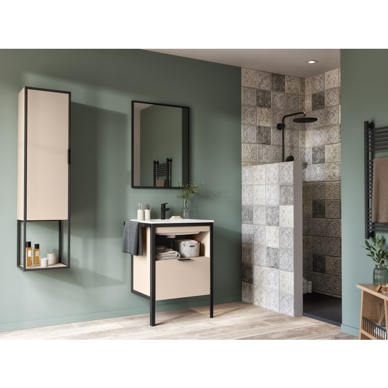 Meuble sous vasque 60 cm 1 tiroir metal 2- Lapeyre