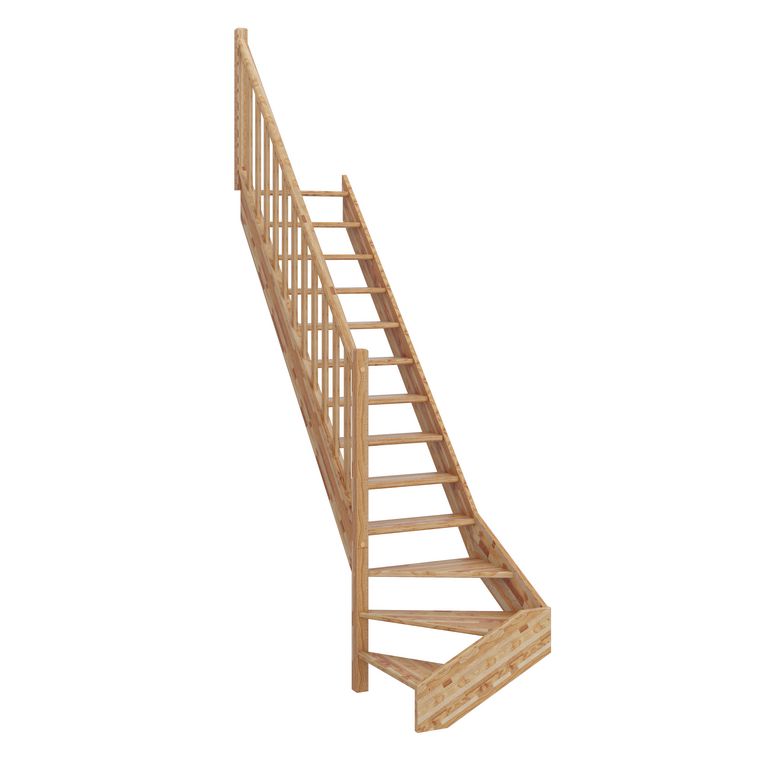 Escalier Kino bois quart tournant bas avec rampe