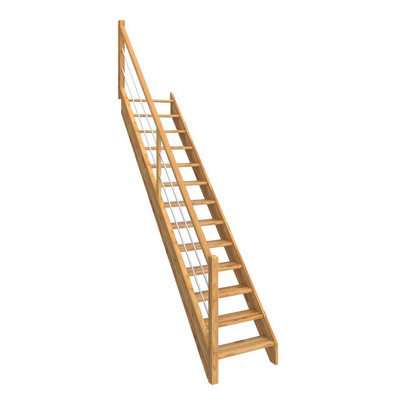 Escalier Ludo bois droit avec rampe