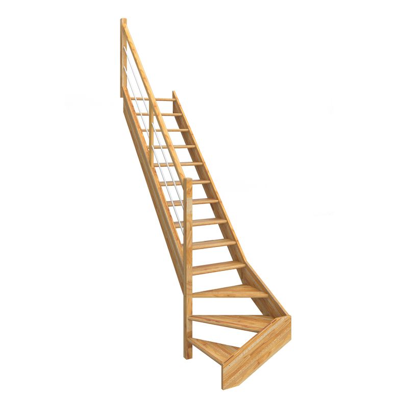 Escalier Ludo bois quart tournant bas avec rampe