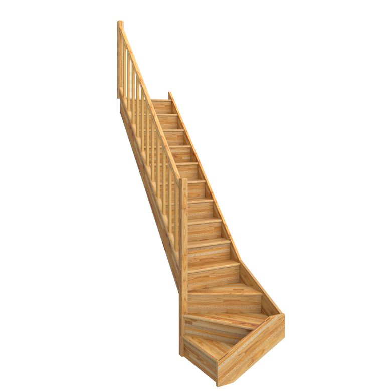 Escalier Uno bois quart tournant bas avec rampe