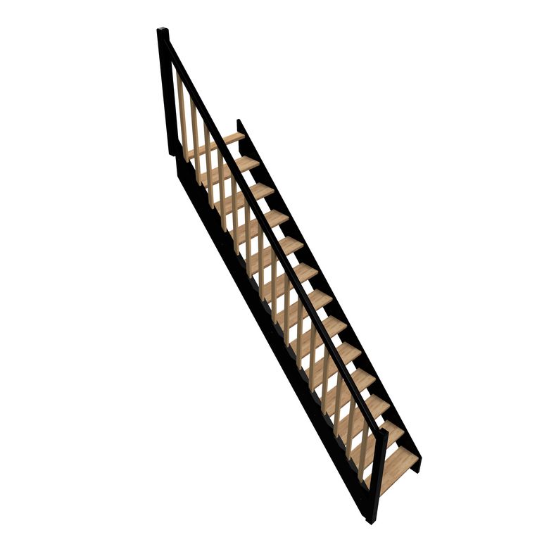 Escalier droit hêtre KINO bicolore avec rampe  -  Lapeyre