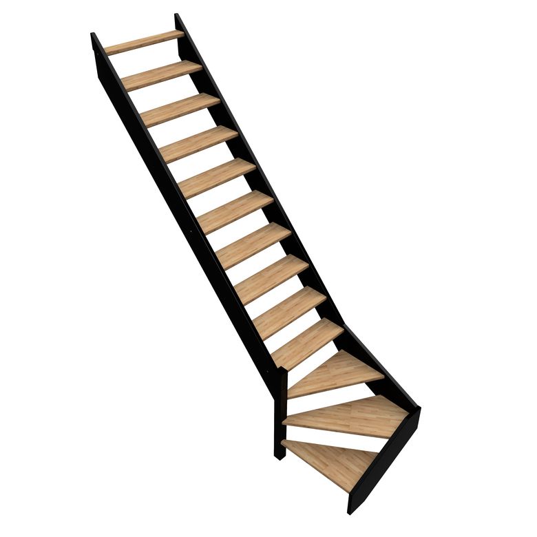 Escalier quart tournant bas  hêtre KINO bicolore sans rampe -  Lapeyre