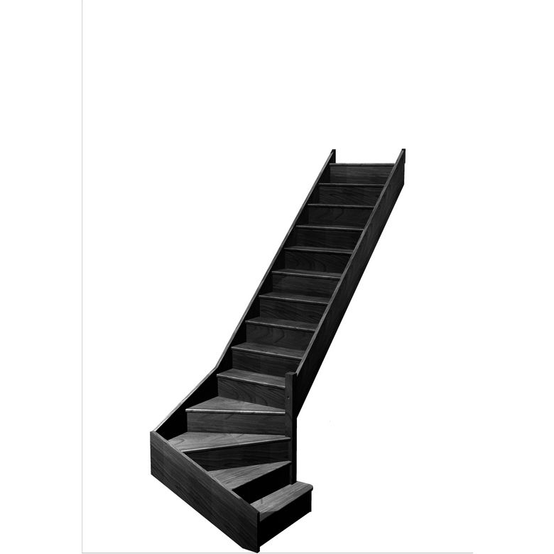 Escalier Faubourg 1/4 t. bas déb. Hêtre S/Rampe Gris anth. h.274 R.280 Droite Main Image