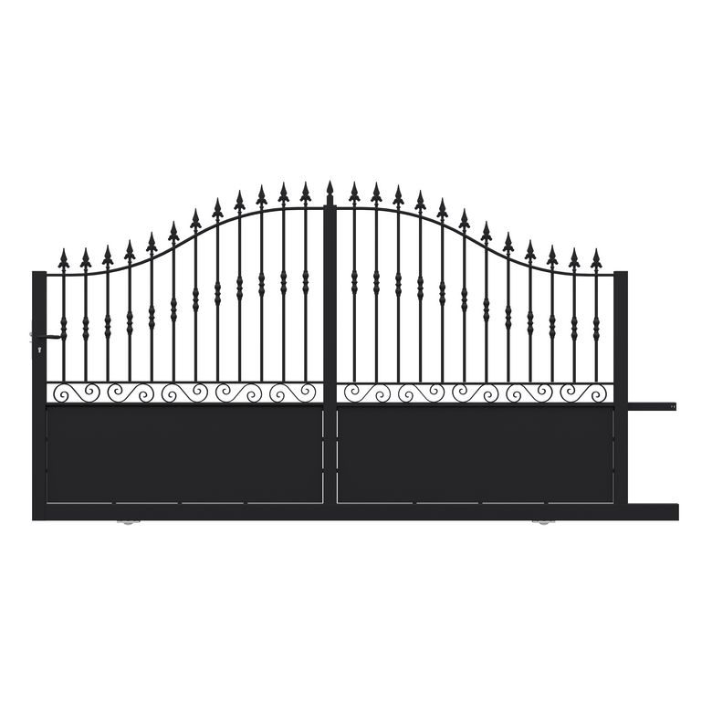 Portail coul. DOMMARTIN semi-ajouré acier antico noir H.152/206xl.350 droite Main Image