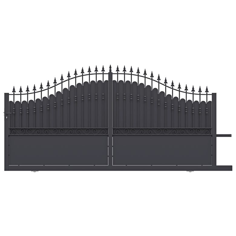 Portail coulissant DOMMARTIN plein acier antico noir H.152/206 x l.400 droite Main Image