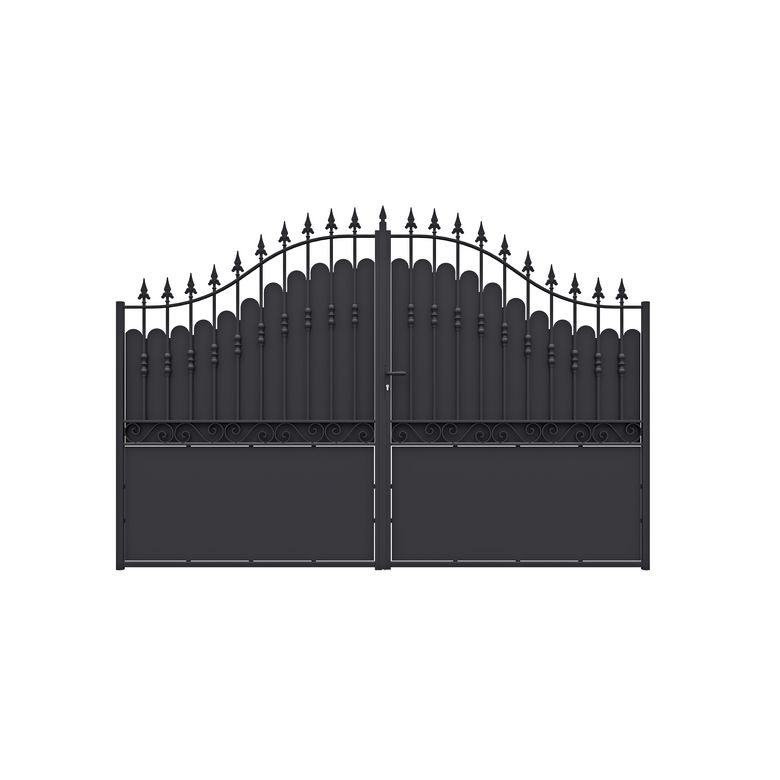 Portail battant DOMMARTIN plein acier antico noir RAL 9005 H.151/204x300 Main Image