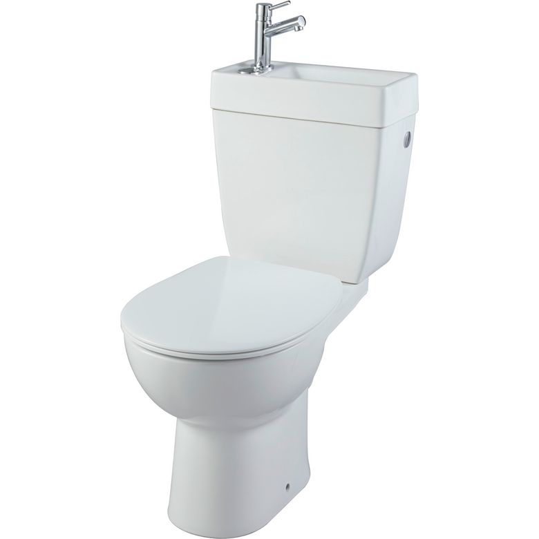 Pack wc blanc Manoa sans bride + lave-mains + robinetterie sortie horizontale Main Image