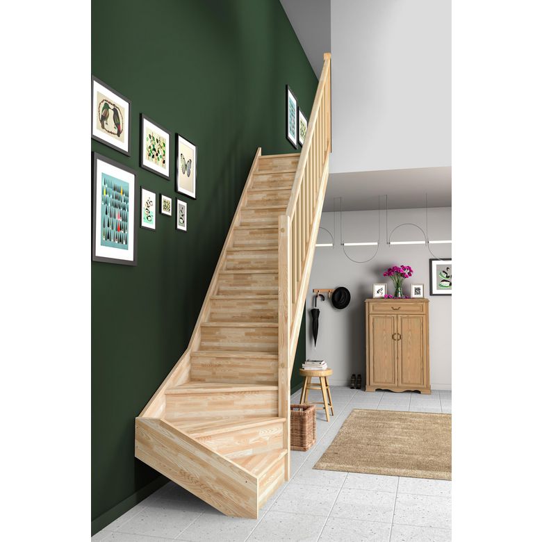 Escalier Uno droit avec rampe - Lapeyre