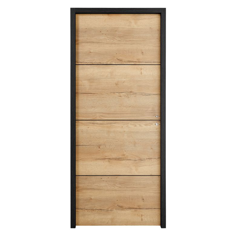 Bloc-porte acoustique ROXIE chêne industriel inserts Noir H.90 mm H.204 xl.73G Main Image