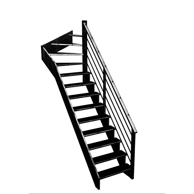 Escalier Ouessant quart tournant haut rampe Régate tubes acier