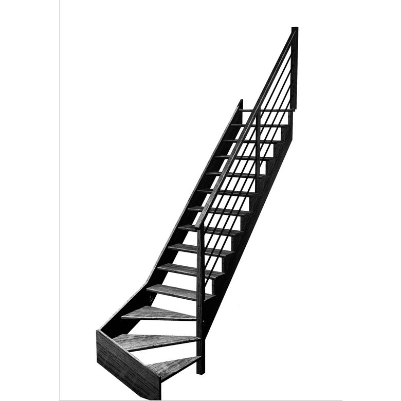 Escalier Ouessant quart tournant bas rampe Régate tubes acier