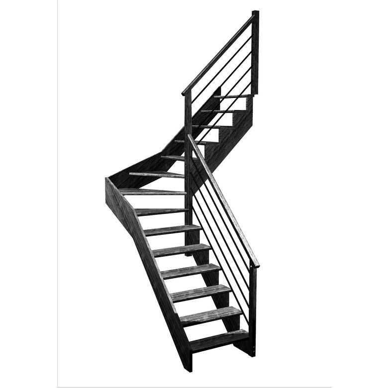 Escalier Ouessant quart tournant intermédiaire rampe Régate tubes acier