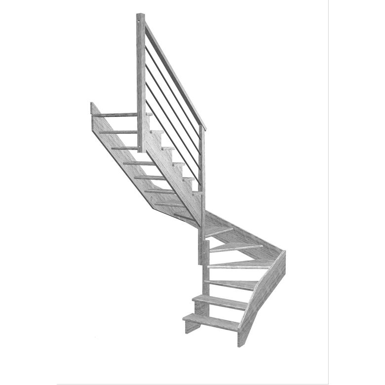 Escalier Ouessant double quart tournant intermédiaire rampe Régate tubes acier
