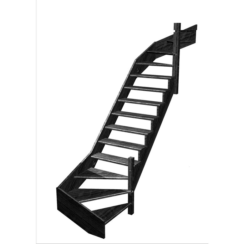 Escalier Ouessant double quart tournant haut & bas sans rampe