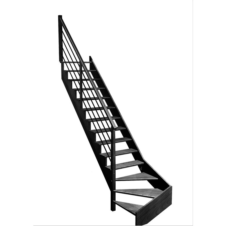 Escalier Ouessant quart tournant bas rampe Régate tubes acier