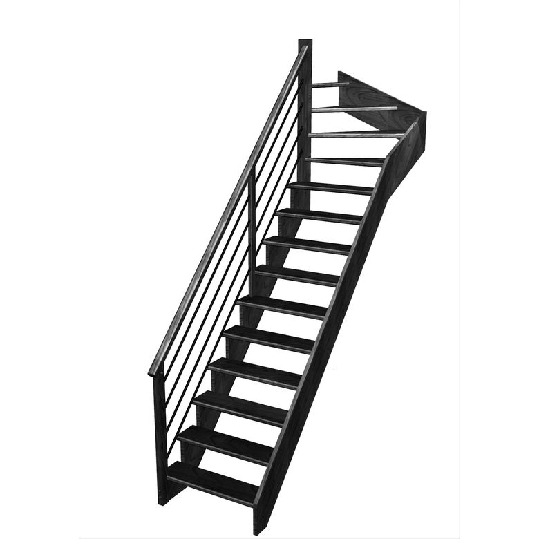 Escalier Ouessant quart tournant haut rampe Régate tubes acier