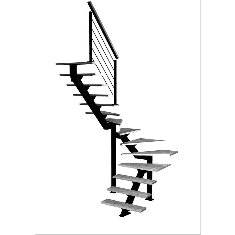 Escalier Elliot double quart tournant intermédiaire rampe Epure tubes