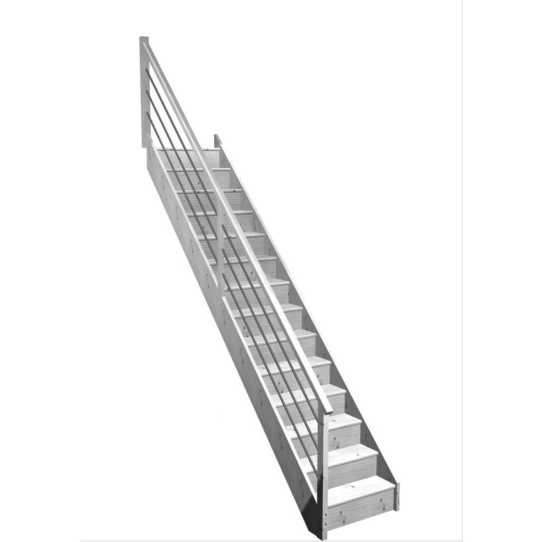 Escalier Faubourg droit rampe Régate tubes inox