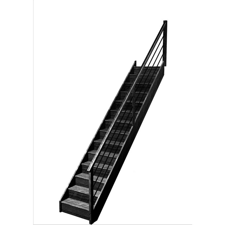 Escalier Faubourg droit rampe Régate tubes acier