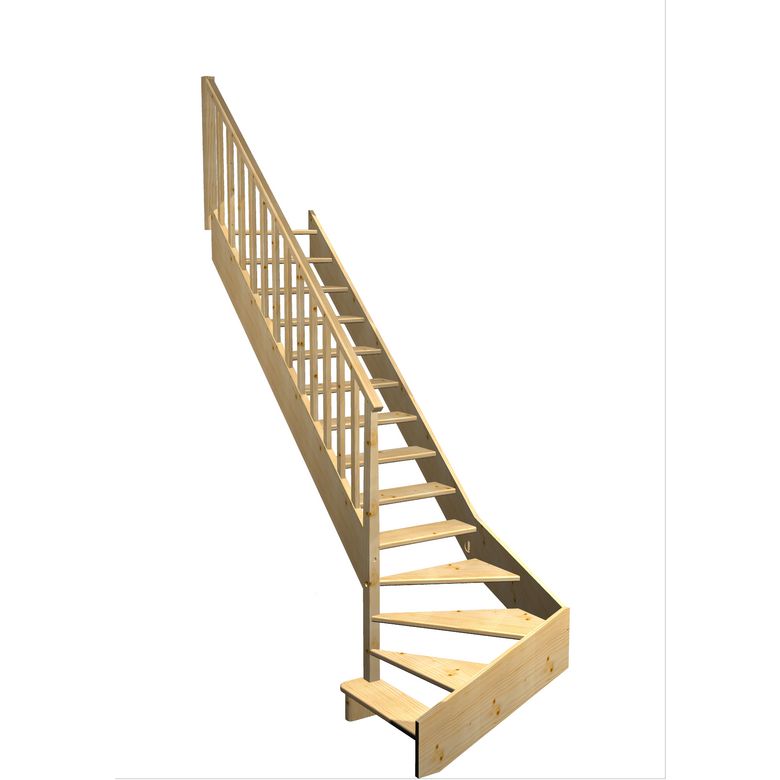 Escalier Aria 1/4 t. bas déb. Sapin Idéal  h.274 R.280 Gauche Main Image