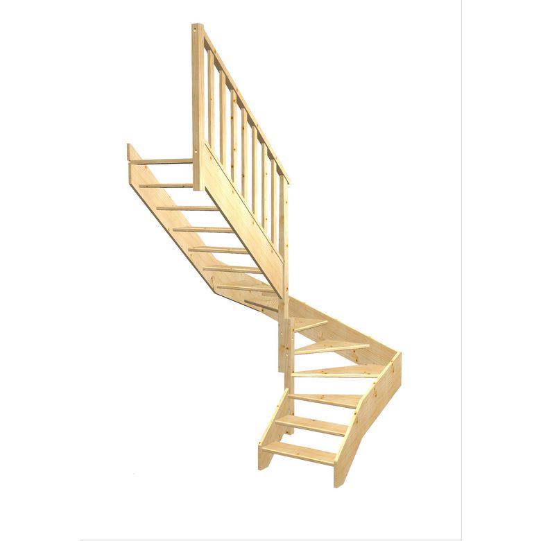 Escalier Aria 2/4 t. inter Sapin Idéal  h.274 R.199 Gauche Main Image