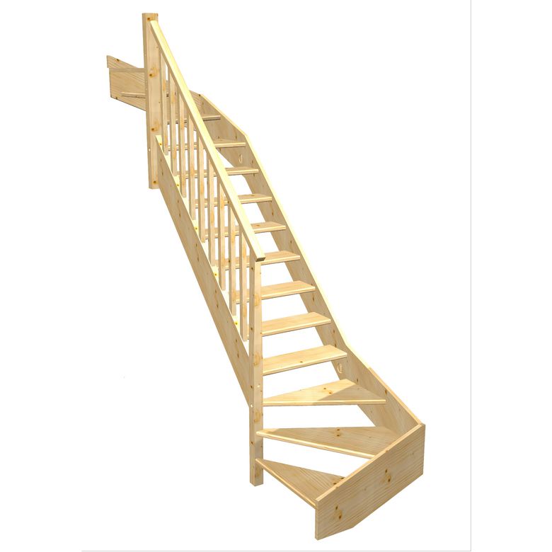 Escalier Aria 2/4 t. haut et bas Sapin Idéal  h.274 R.85 Gauche Main Image
