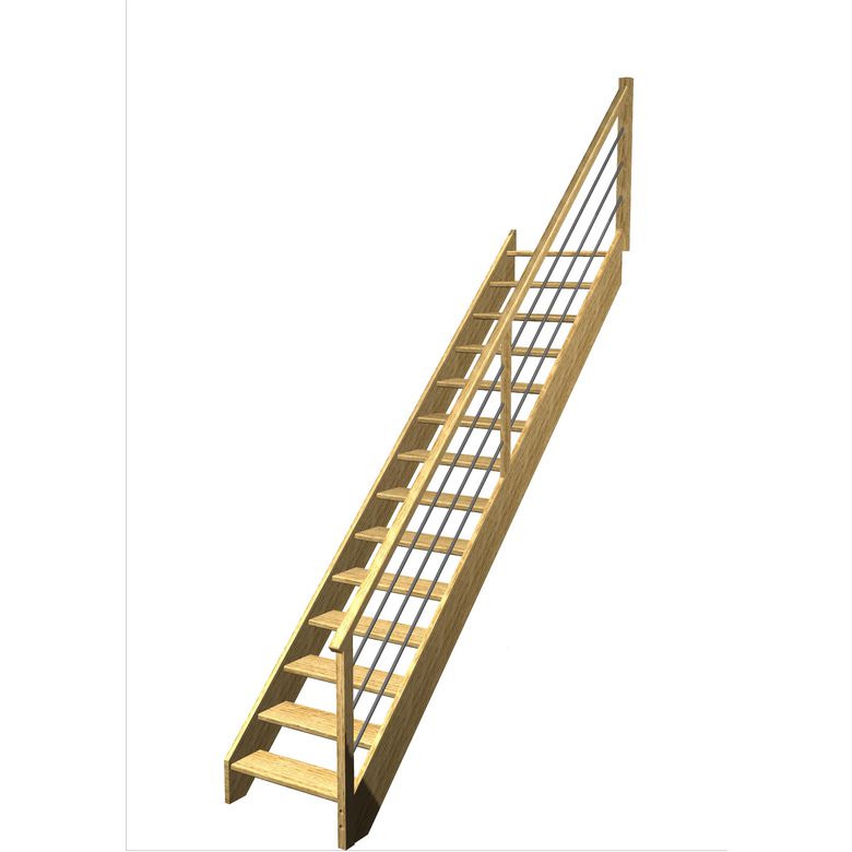 Escalier Aria Droit Chêne Rég. TP Vernis inc. h.274 R.290 Droite Main Image