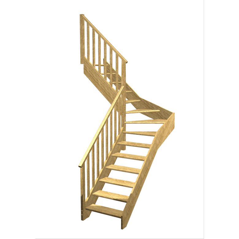 Escalier Aria 1/4 t. inter Chêne Idéal  h.274 R.176 Gauche Main Image