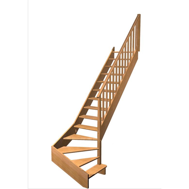 Escalier Aria quart tournant bas marche débordante rampe Idéal