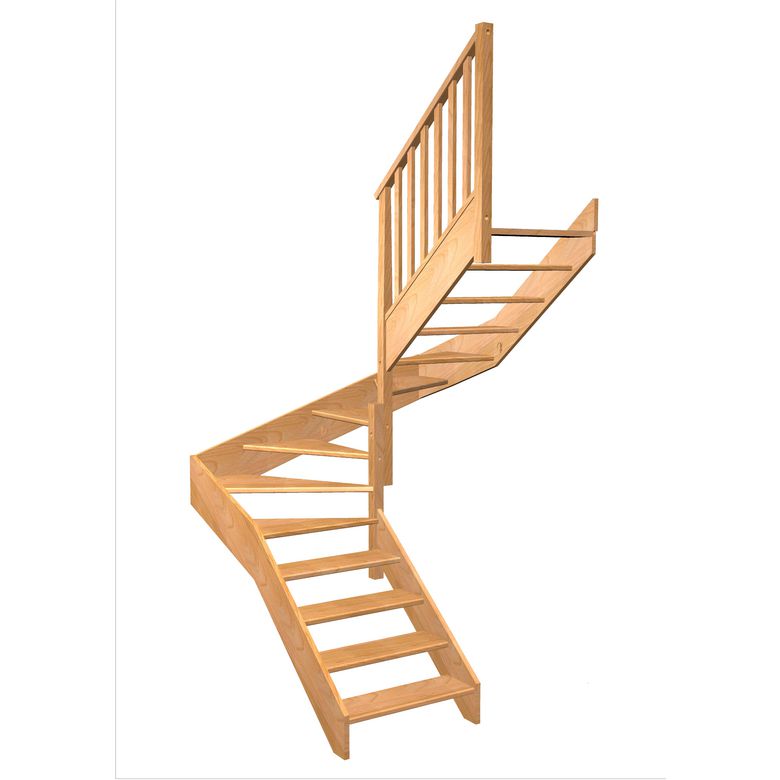 Escalier Aria double quart tournant intermédiaire rampe Idéal