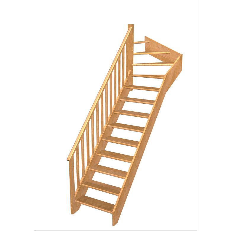 Escalier Aria 1/4 t. haut Hêtre Idéal  h.274 R.85 Gauche Main Image