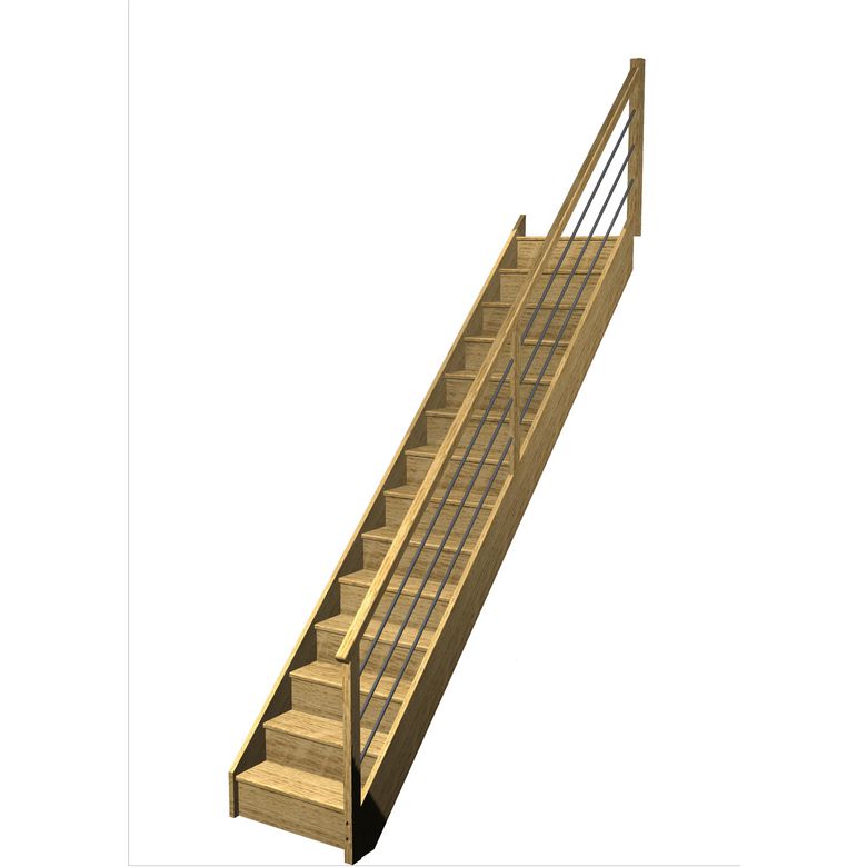 Escalier Faubourg droit rampe Régate tubes inox