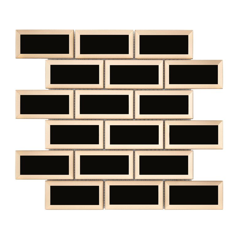 Mosaïque KATARINA métro noir 22x26 ép.8 mm sur trame finition dorée Main Image