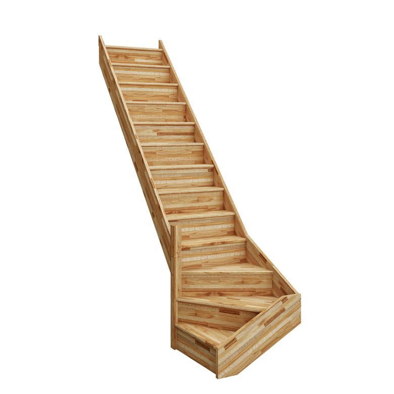Escalier Uno bois quart tournant bas sans rampe