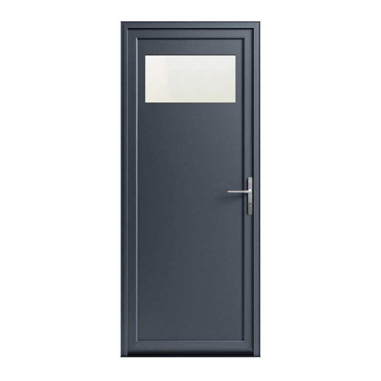Porte service Alu ANAÉ Gris 7016 SAB + barillet + poignée H.200 x l.80 gauche Main Image