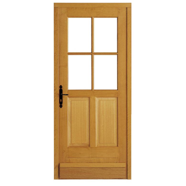 Porte de service bois exotique Adaptable recoupable à vitrer et ferrée