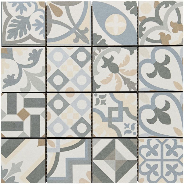 Carrelage mosaïque PATCHWORK effet ciment 31.8 x 31.8 cm