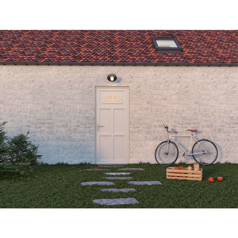 Porte d'entrée DINAN 2 PVC Gris/Blanc 215 x 90 cm-Lapeyre